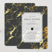 Marmeren Zwart Goud Bruids Douche Uitnodiging (Voorkant / Achterkant)