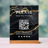 Marmeren Zwart Goud QR Acrylaat Bord (Neutraal)