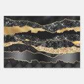 Marmeren zwart gouden glitter elegante metallic fo inpakpapier vel (Voorkant 3)