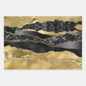 Marmeren zwart gouden glitter elegante metallic fo inpakpapier vel (Voorkant)