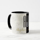 Marmeren zwart-wit minimalistische moderne Initial Mok (Voorkant links)