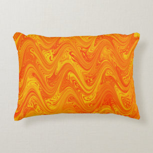Marmerend Oranje geel rood patroon Accent Kussen