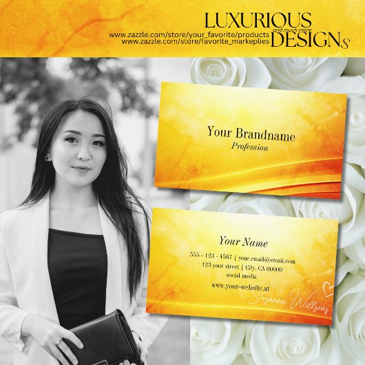 Marmergeel Sinaasappel gebogen decor uitstekend Visitekaartje