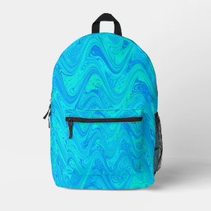 Marmering Blauw Groen Patroon Bedrukte Rugzak