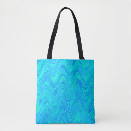Marmering Blauw Groen Patroon Tote Bag