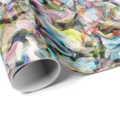 Marmering Blue Roze Lime Green Black Art Patroon Cadeaupapier (Rol Hoek)