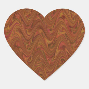 Marmering Bruin Oranje Groen Patroon Hart Sticker