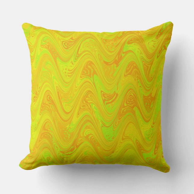 Marmering Geel Groen Oranje Patroon Kussen (Voorkant)