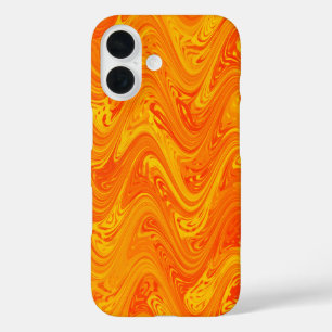 Marmering Oranje Geel Rood Patroon iPhone 16 Hoesje