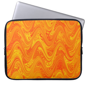 Marmering Oranje Geel Rood Patroon Laptop Sleeve