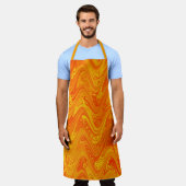 Marmering Oranje Geel Rood Patroon Schort (Gedragen)