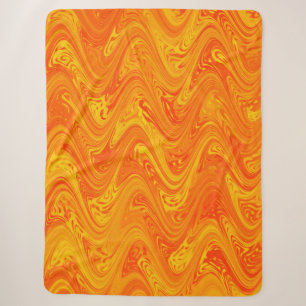 Marmering Oranje Geel Rood Patroon Sherpa Deken