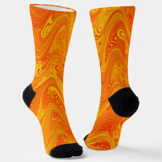 Marmering Oranje Geel Rood Patroon Sokken (Gebogen)