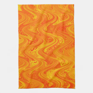 Marmering Oranje Geel Rood Patroon Theedoek