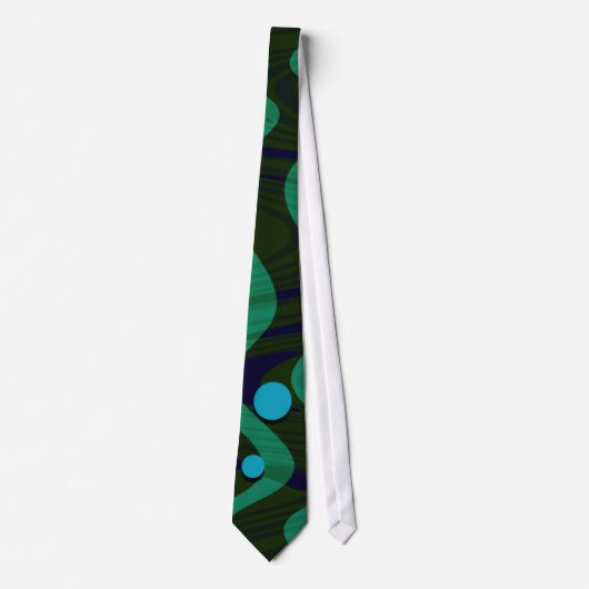 Marmering Retro Blue Green Dot Wave Stropdas (Voorkant)