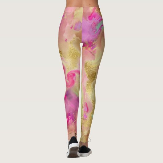 Marmering van abstracte waterverf met rooffunky leggings (Achterkant)