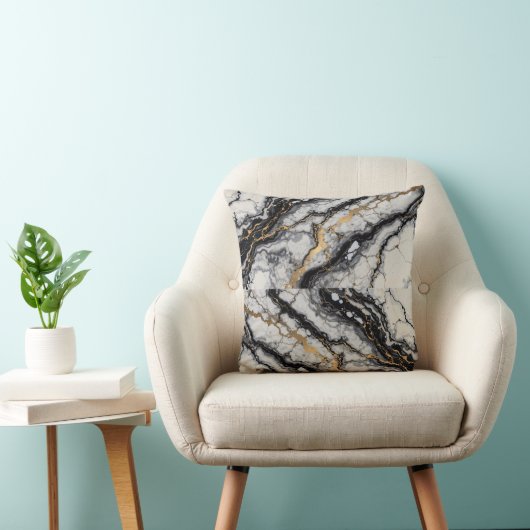 marmering van zwart en goud kussen (Stoel)