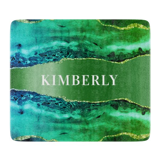 marmernaam van de marmer van Emerald green agate Snijplank (Voorkant)