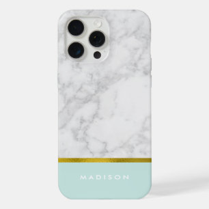 Marmerpatroon en namaak goud folie iPhone 15 pro max hoesje
