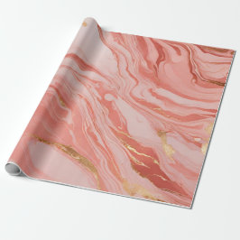 Marmerperzik rood roze goud inpakpapier