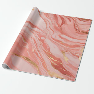 Marmerperzik rood roze goud inpakpapier