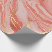 Marmerperzik rood roze goud inpakpapier (Hoek)