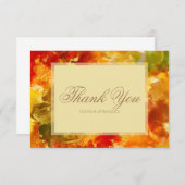 Marmerrood, sinaasappel, goud, geel bedankkaart (Voorkant / Achterkant)