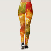 Marmerrood, sinaasappel, goud, geel leggings (Achterkant)