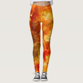 Marmerrood, sinaasappel, goud, geel leggings (Voorkant)