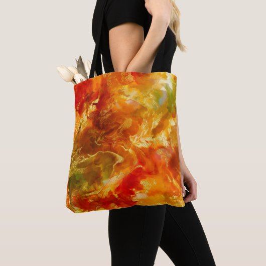 Marmerrood, sinaasappel, goud, inktprint canvas ta tote bag (Dichtbij)