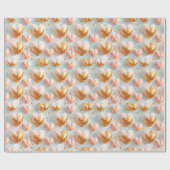 Marmerroze, gouden en blauwe Valentijnsdag hart Cadeaupapier (Vlak)