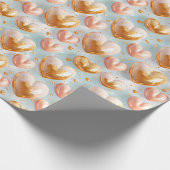 Marmerroze, gouden en blauwe Valentijnsdag hart Cadeaupapier (Hoek)