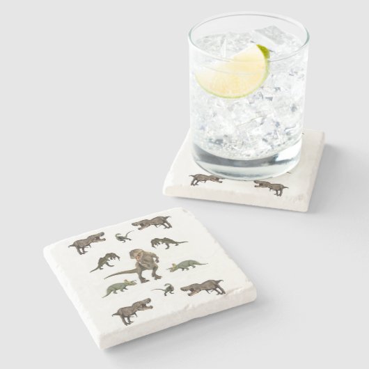 Marmersteen dinosaurus stenen onderzetter (Zijkant)
