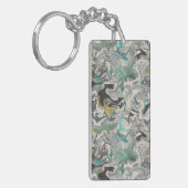Marmerstructuur met turkooizen aders in acryl sleutelhanger (Voorkant Links)