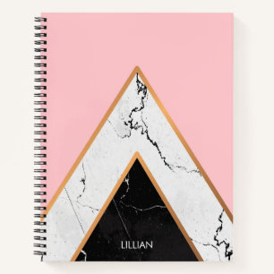 Marmertextuur met gouden lijnen notitieboek