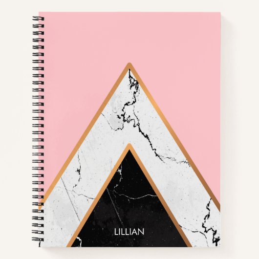 Marmertextuur met gouden lijnen notitieboek (Voorkant)