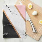 Marmertextuur met gouden lijnen theedoek (Quarter Fold)