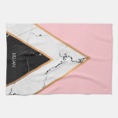 Marmertextuur met gouden lijnen theedoek (Horizontaal)