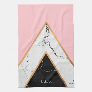 Marmertextuur met gouden lijnen theedoek