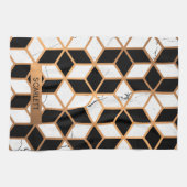 Marmertextuur met gulden kubussen theedoek (Horizontaal)