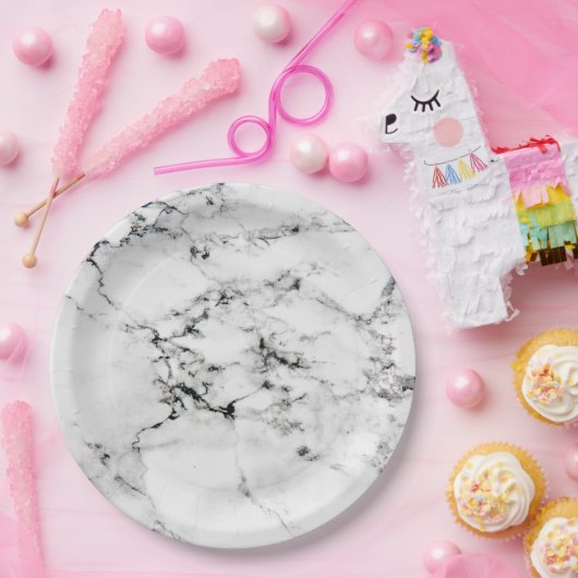 Marmertextuur Papieren Bordje (Feest)
