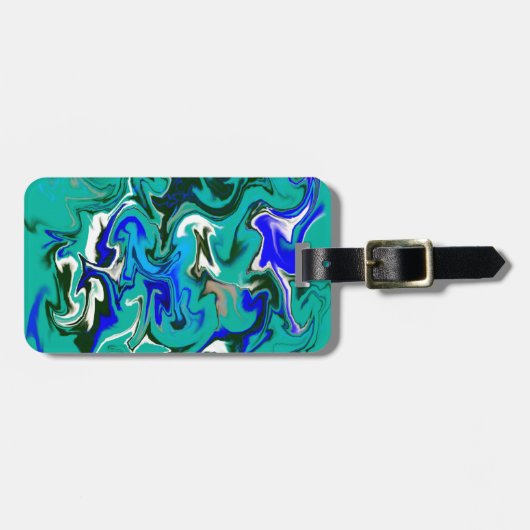 Marmertextuur van Turquoise Bagagelabel (Voorkant horizontaal)