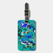 Marmertextuur van Turquoise Bagagelabel (Voorkant verticaal)