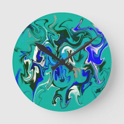 Marmertextuur van Turquoise Ronde Klok (Voorkant)