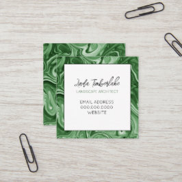 Marmerverf GEPERSONALISEERDE Chic Groen Zwart Wit Vierkante Visitekaartje