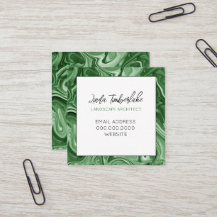Marmerverf GEPERSONALISEERDE Chic Groen Zwart Wit Vierkante Visitekaartje