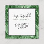 Marmerverf GEPERSONALISEERDE Chic Groen Zwart Wit Vierkante Visitekaartje (Voorkant)