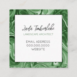 Marmerverf GEPERSONALISEERDE Chic Groen Zwart Wit Vierkante Visitekaartje