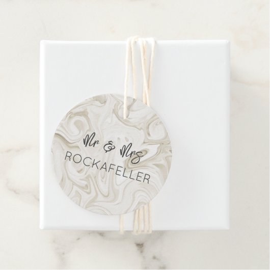 Marmerverf Mr&Mrs NAME Wedding Elegant Wrap Bedankjes Labels (In situ)