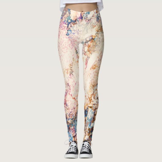 Marmervloeistof Abstract Patroon Leggings (Voorkant)